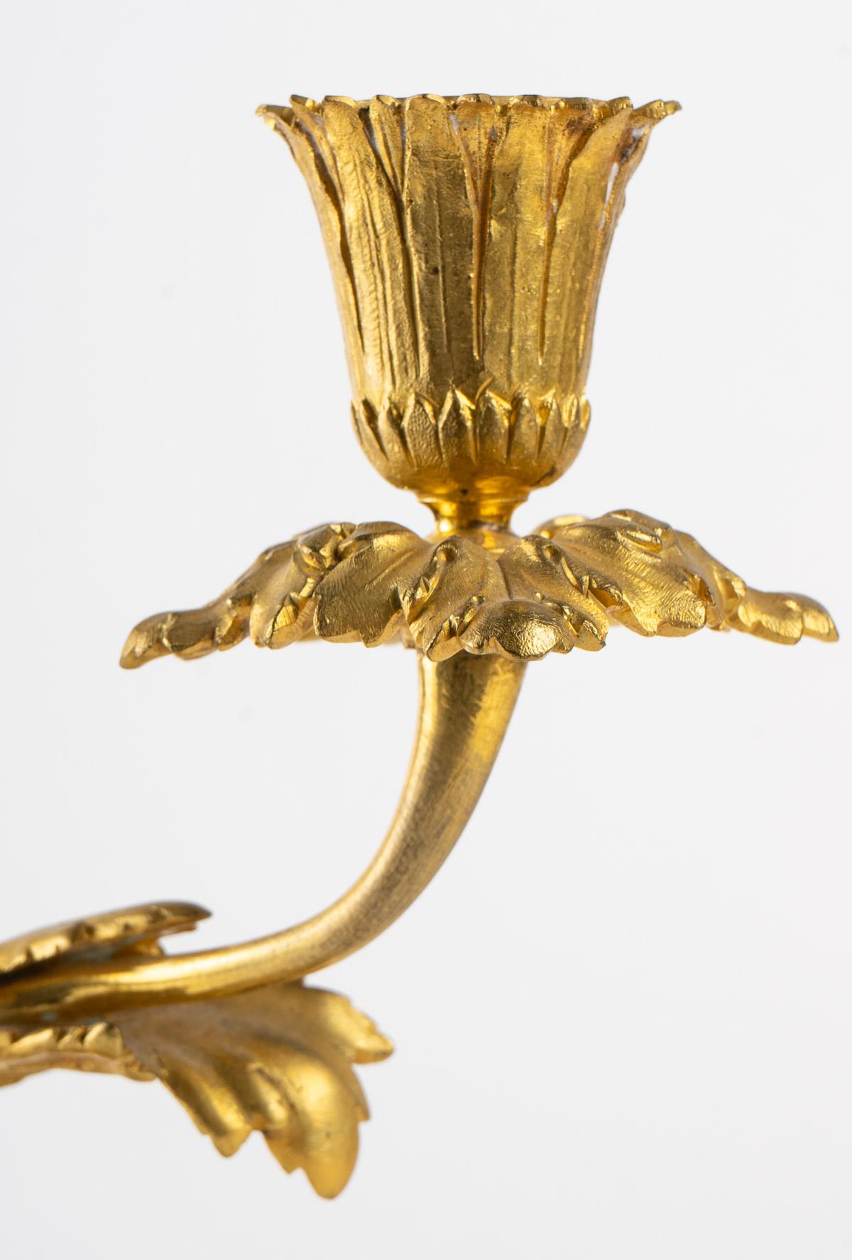Napoleon III Pair of Gilt Bronze and Marble Candelabra