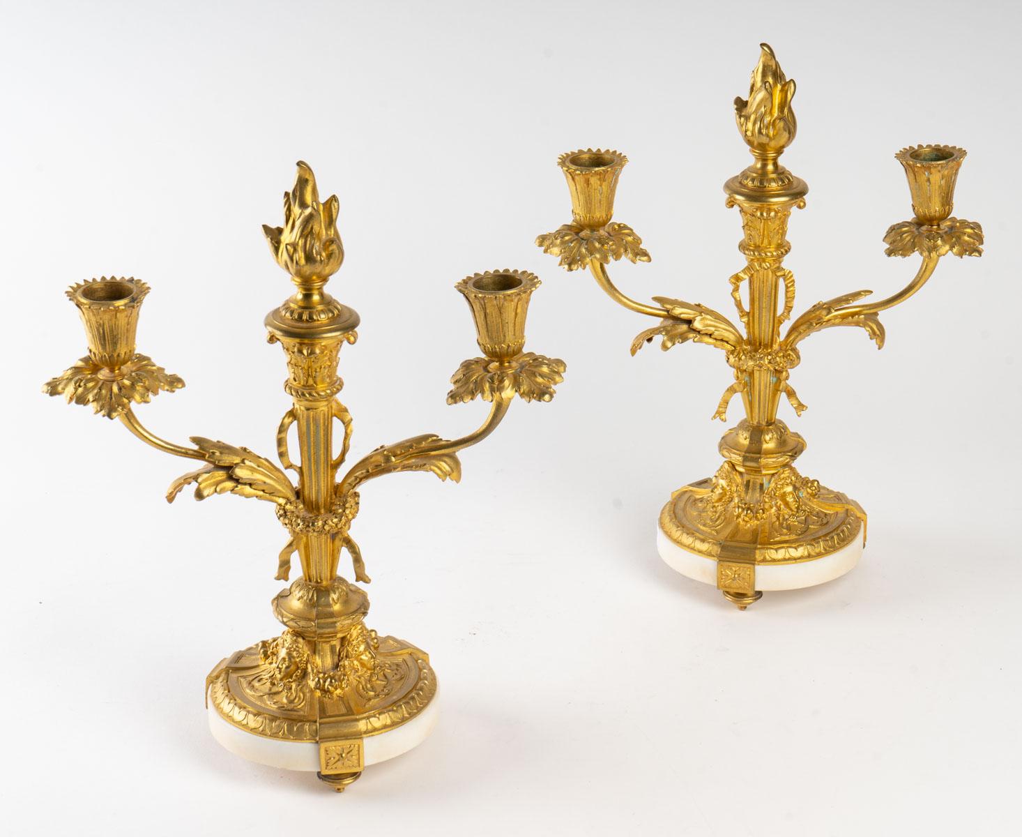 Pair of Gilt Bronze and Marble Candelabra 2