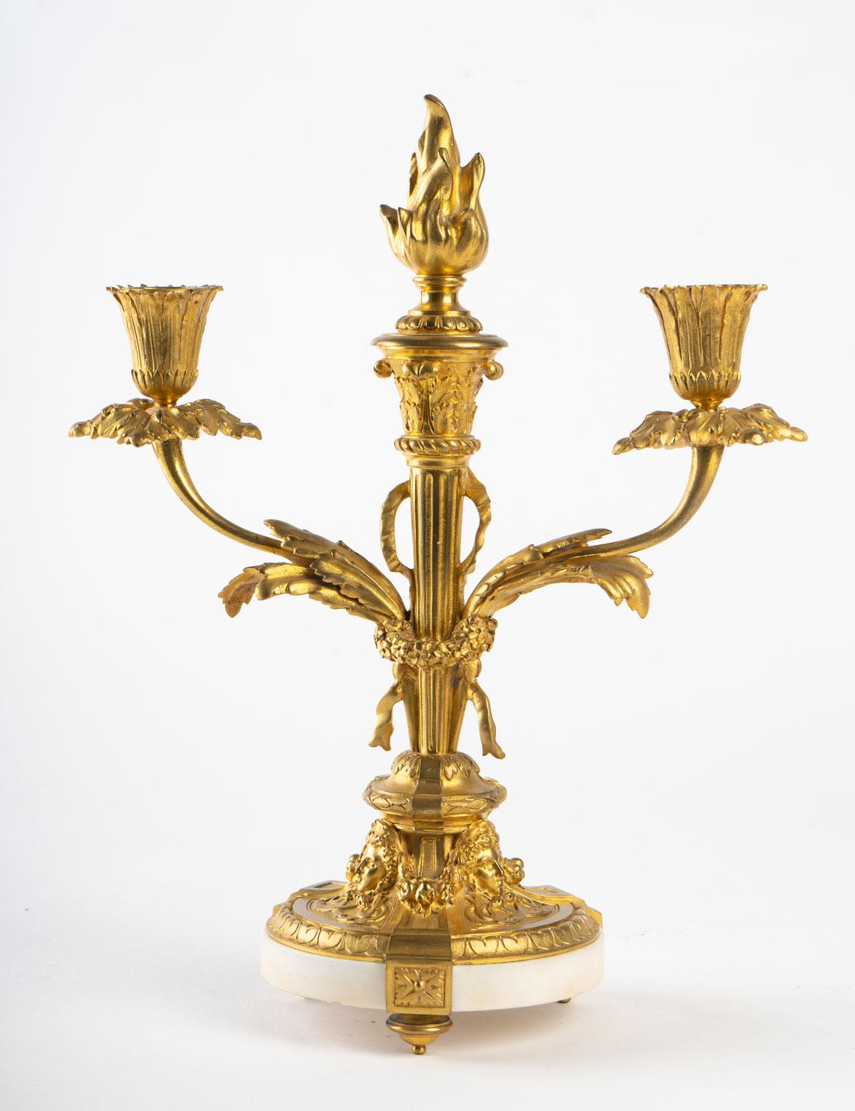 Pair of Gilt Bronze and Marble Candelabra 3