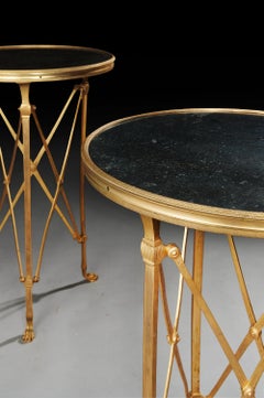 Pair of Gilt Bronze and Marble Topped French Gueridon Tables