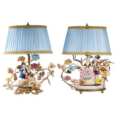 Pair of Gilt Bronze and Porcelain Lamps