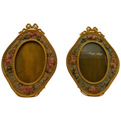 Pair of Gilt Bronze and Textile Photo Frames