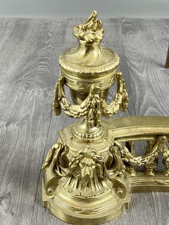 Pair Of Gilt Bronze Andirons, Louis XVI Style, 20th Century