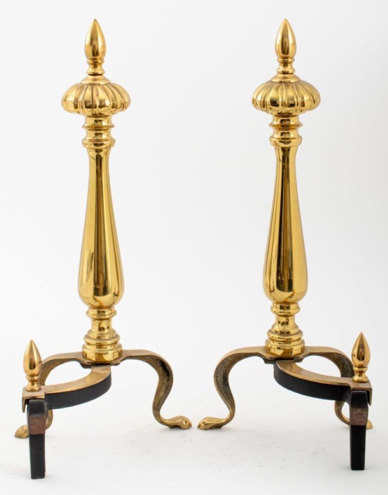 Pair of Gilt Bronze Ball Andirons For Sale 2