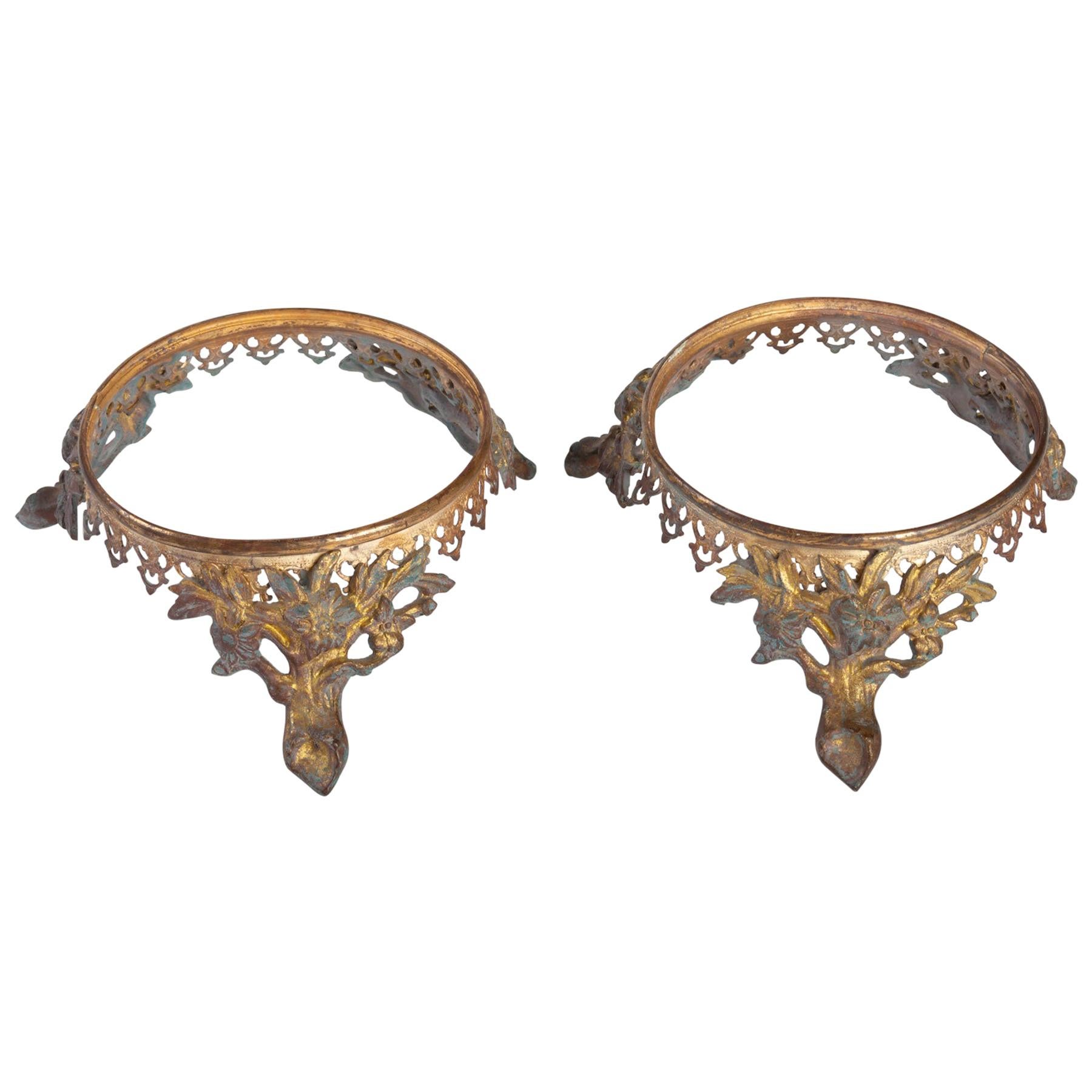 Pair of Gilt Bronze Bases, 19th Century, Napoleon III Period