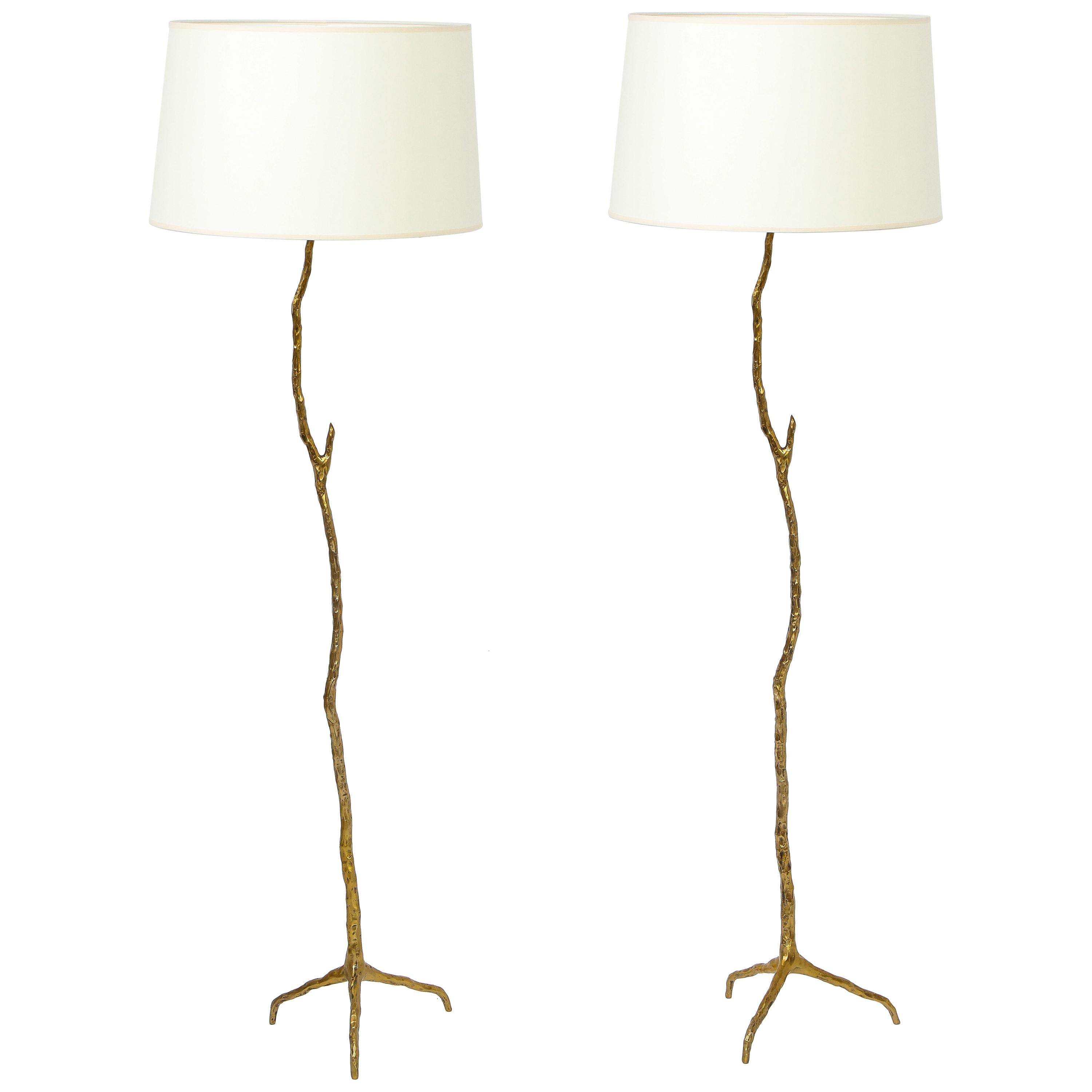 Pair Of Gilt Bronze Branches Tripod, Twig Floor Lamps Uk