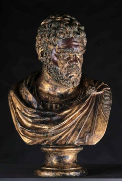 Paire de bustes en bronze doré de César et Antoine, Naples, fin du XIXe siècle