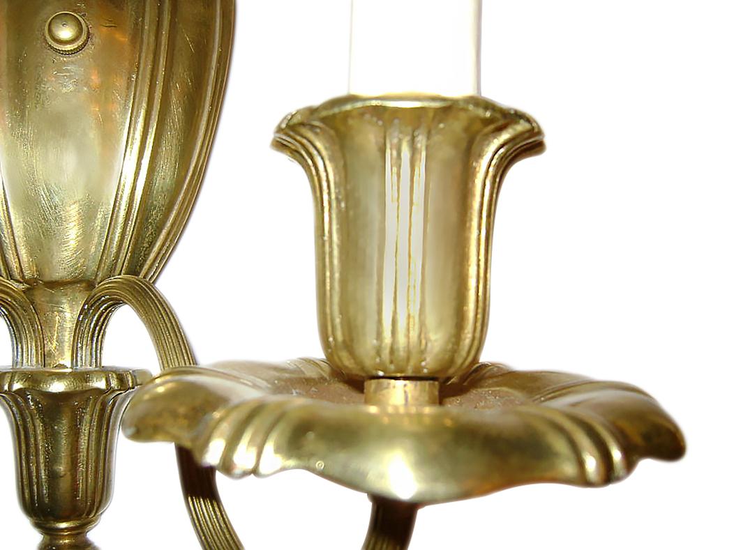 Pair of Gilt Bronze Caldwell Sconces In Good Condition For Sale In New York, NY