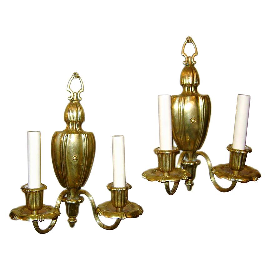 Pair of Gilt Bronze Caldwell Sconces For Sale