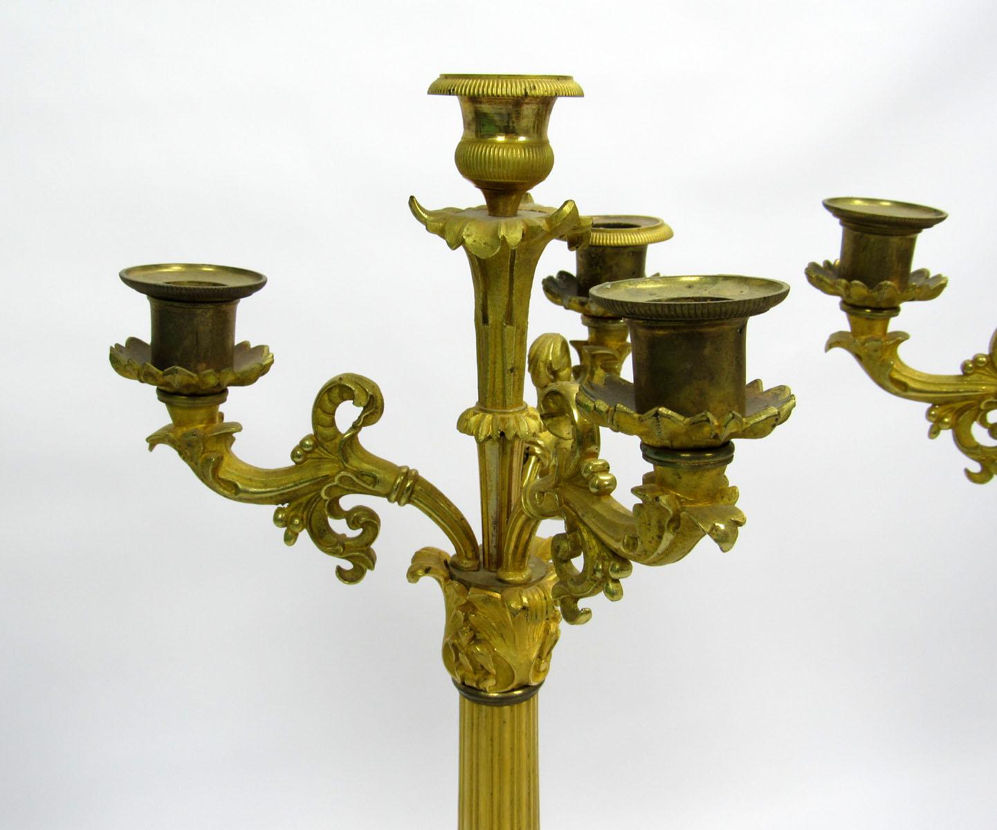 French Pair of Gilt Bronze Candelabra For Sale