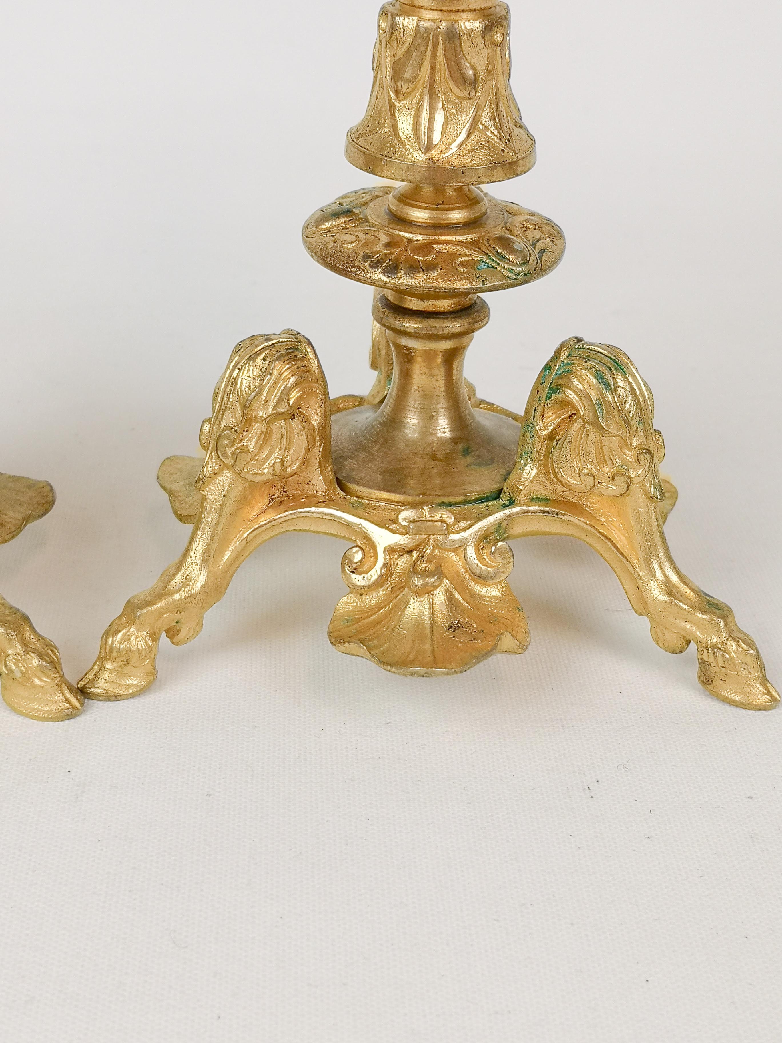 Pair of Gilt Bronze Candle Sticks 19th Century 1