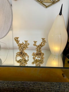 Pair of Gilt Bronze Candlesticks by Boeltz, France, 1970s