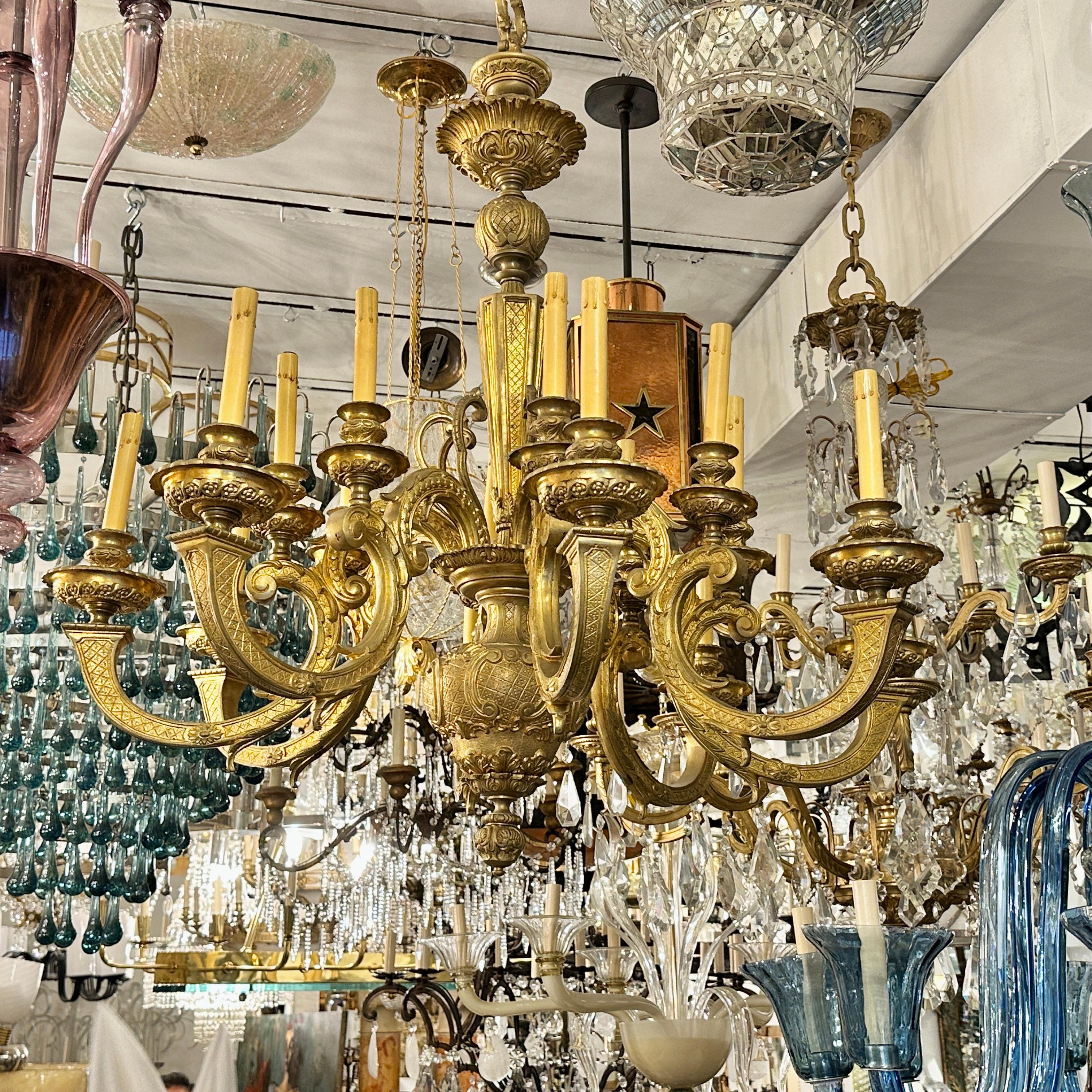 French Pair of Gilt Bronze Chandeliers, Sold Individually For Sale