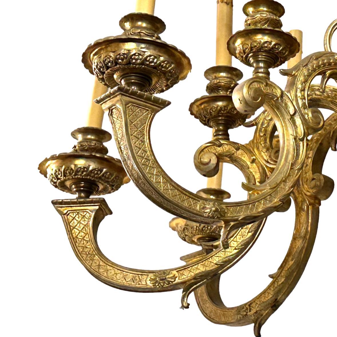 Pair of Gilt Bronze Chandeliers, Sold Individually In Good Condition For Sale In New York, NY