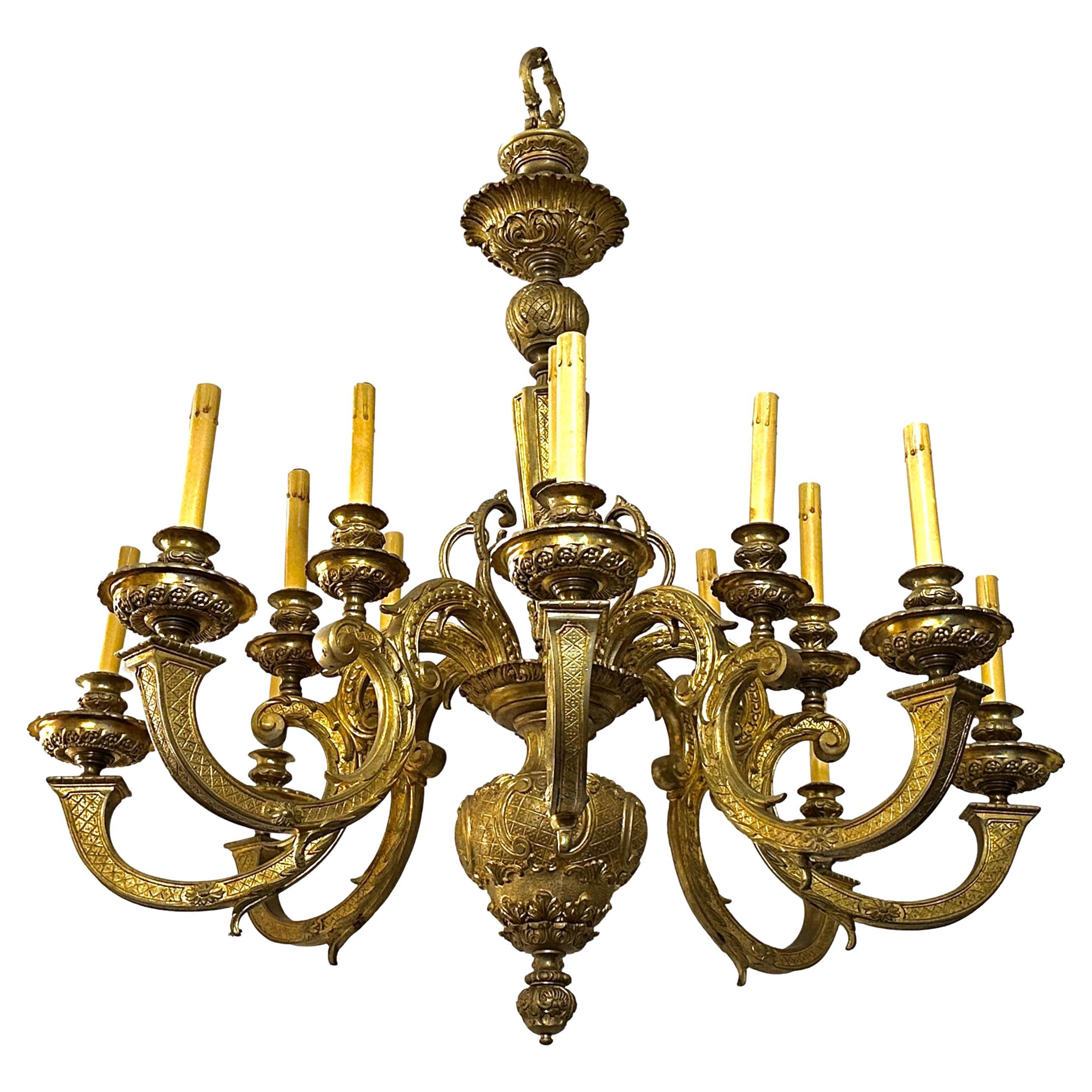 Pair of Gilt Bronze Chandeliers, Sold Individually For Sale