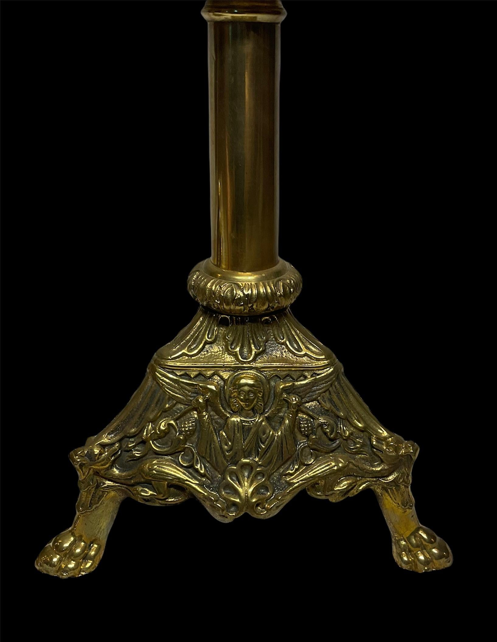Pair of Gilt Bronze Church Altar Candle Holder/Candelsticks 1