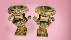 Pair Of Gilt Bronze Cups From The 19th Century