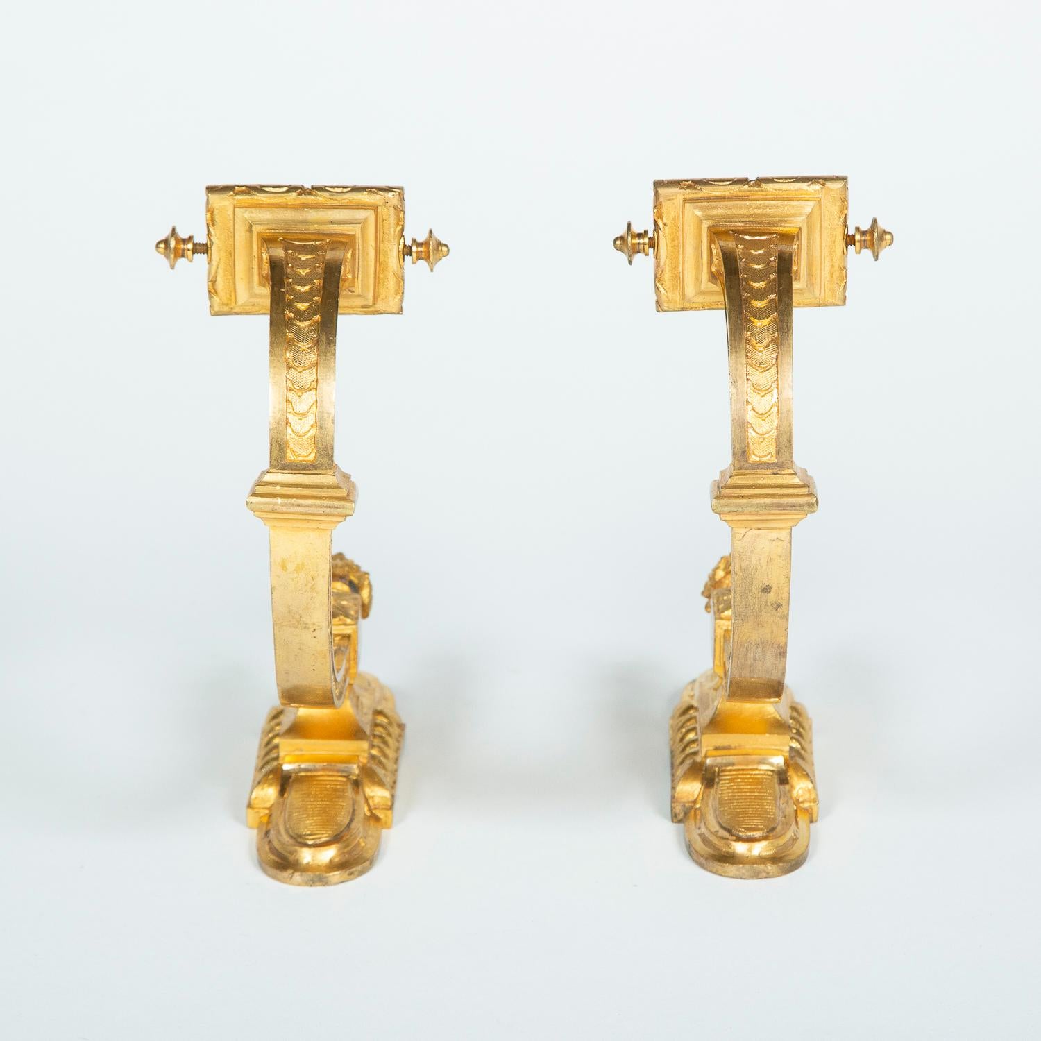 French Pair of Gilt Bronze Curtain Tie Backs