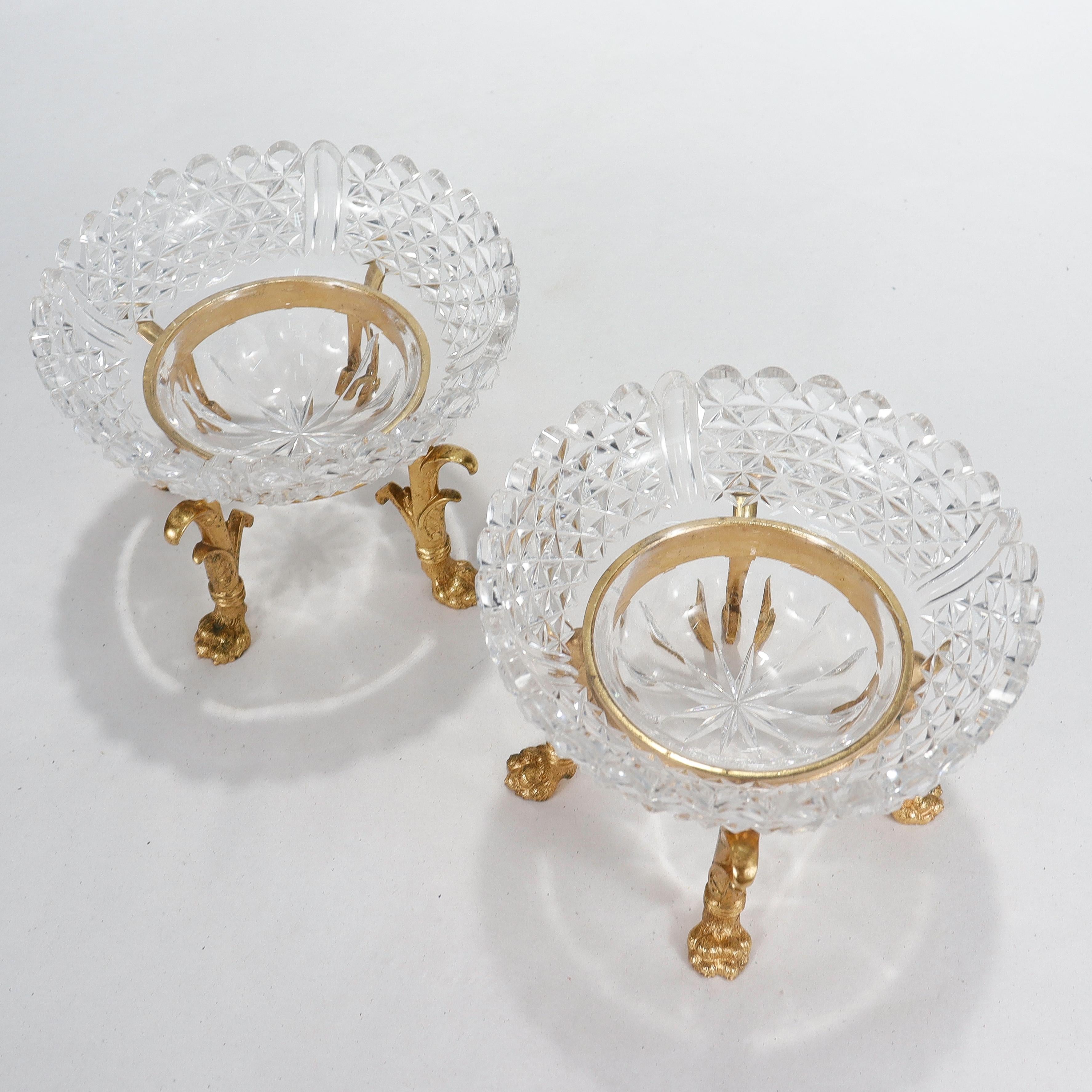 Pair of Gilt Bronze & Cut Glass Footed Bowls Attributed to F. & C. Osler 5
