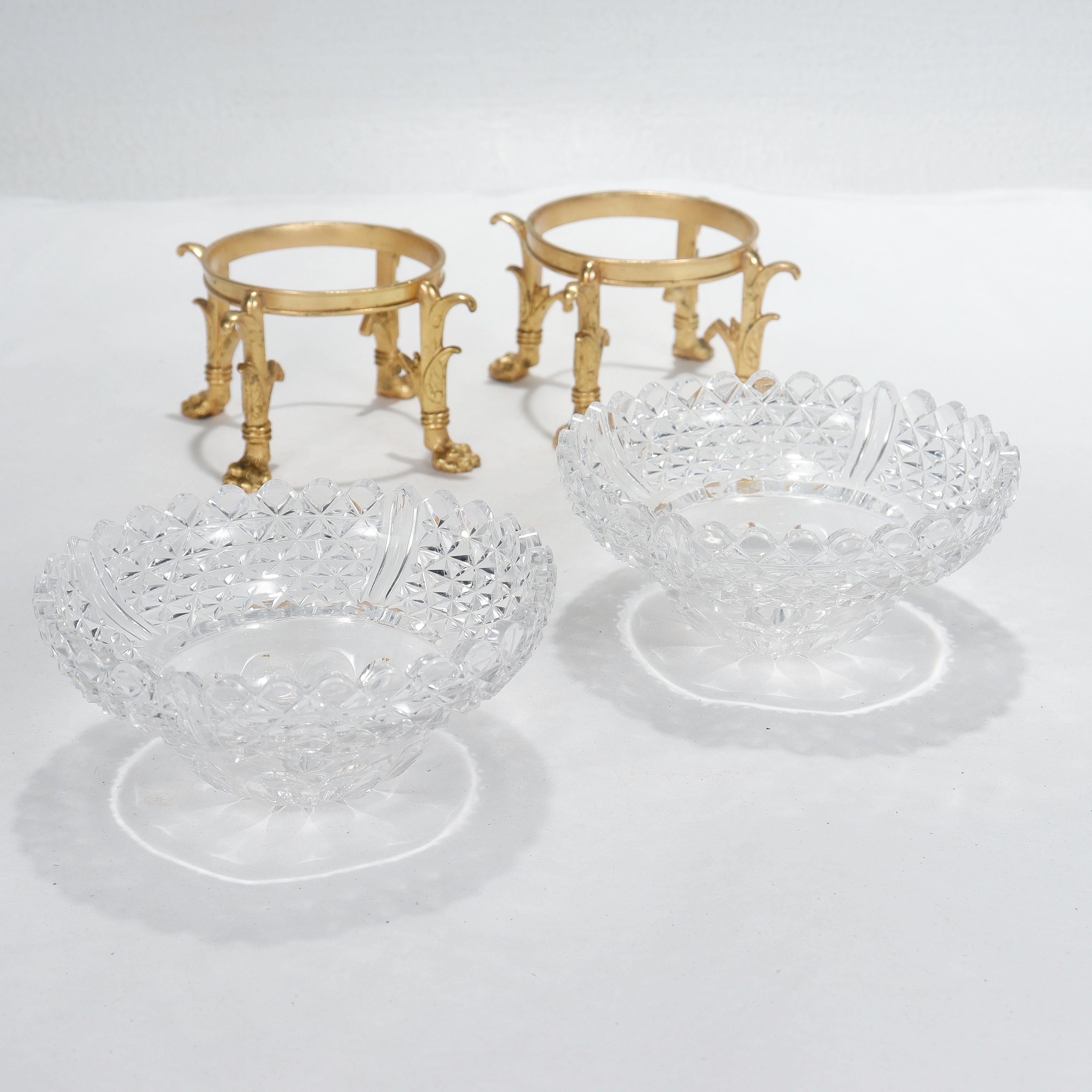 Pair of Gilt Bronze & Cut Glass Footed Bowls Attributed to F. & C. Osler 7