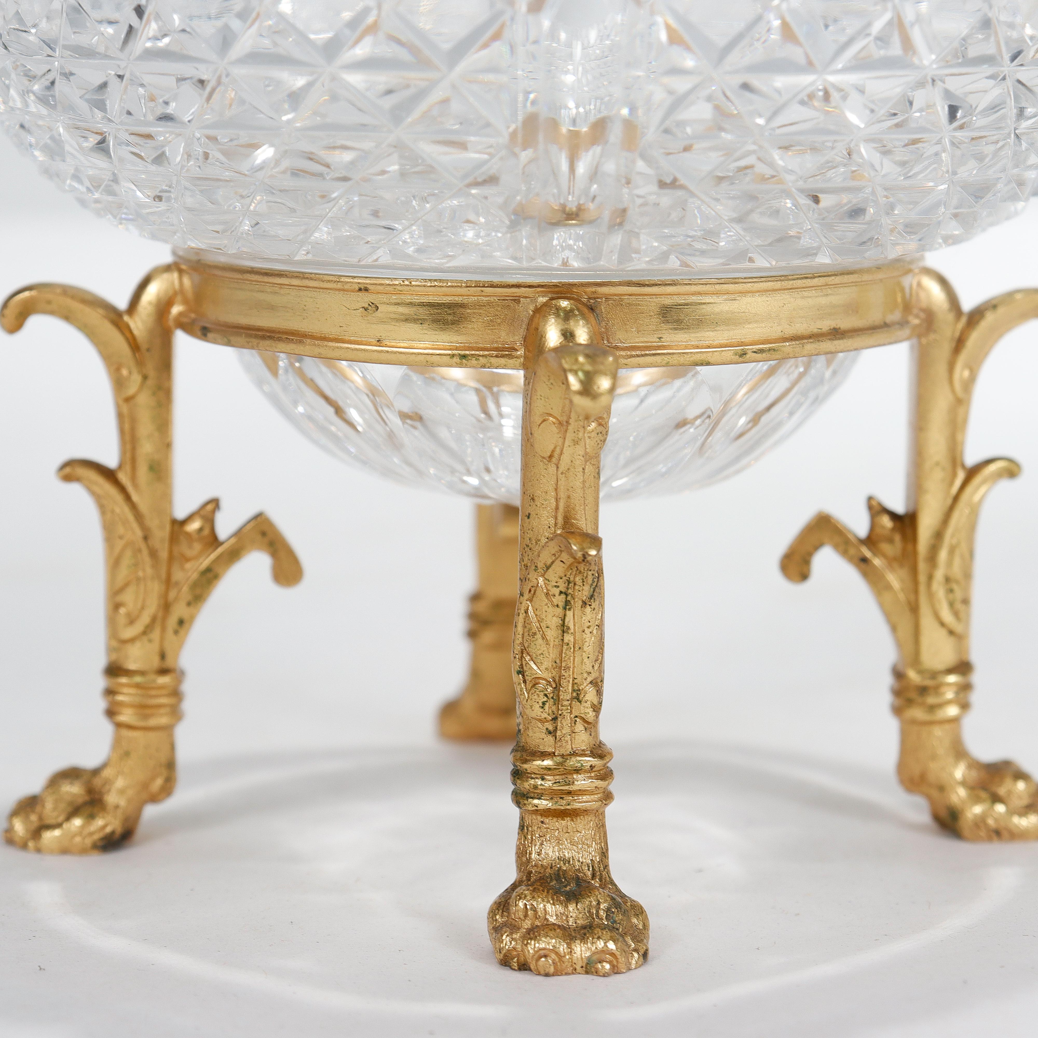 Pair of Gilt Bronze & Cut Glass Footed Bowls Attributed to F. & C. Osler 11