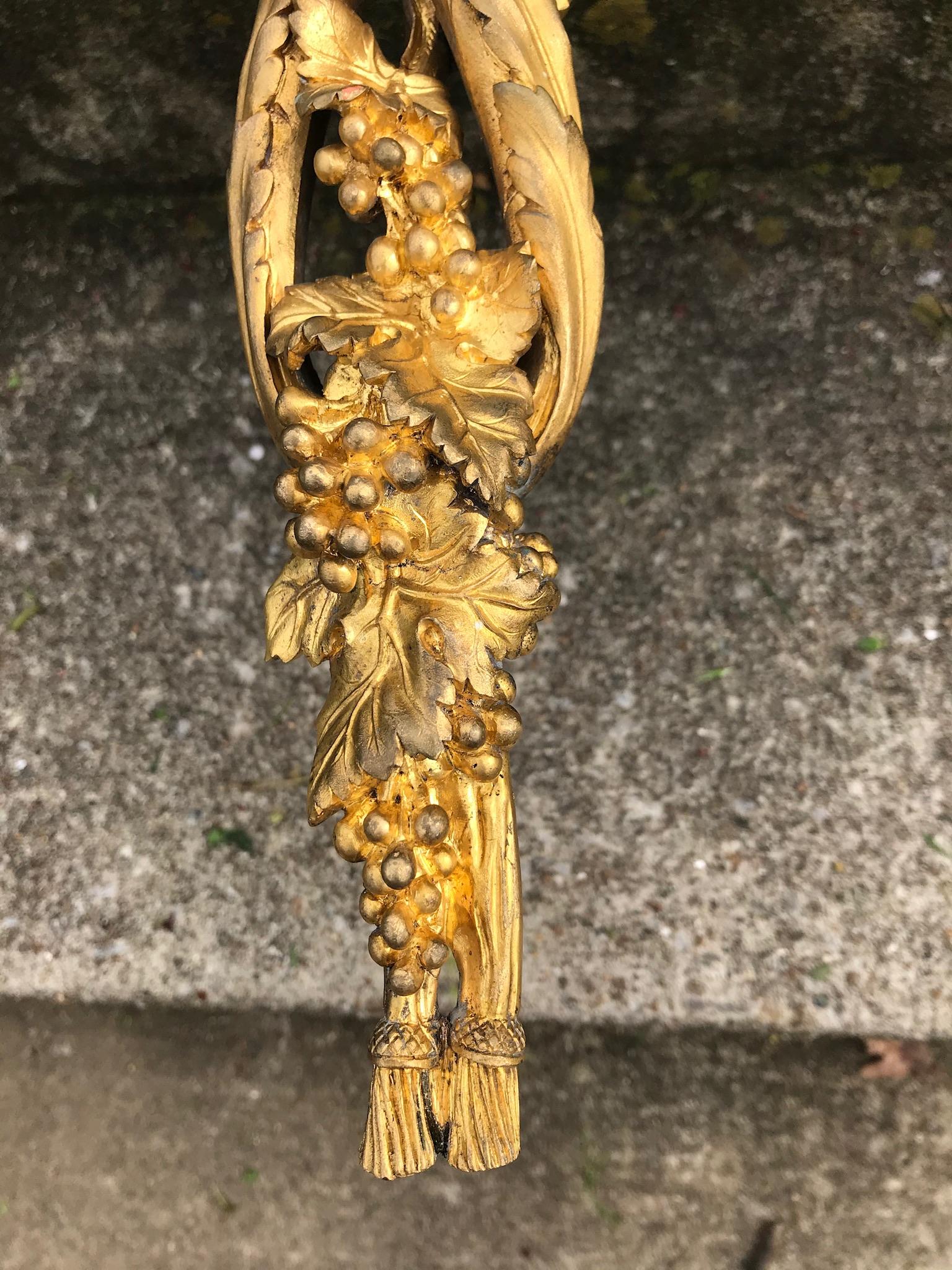 Tall Pair of Gilt Bronze Dore Louis XVI Style Wall Sconces In Good Condition In Nashville, TN