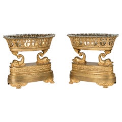 Pair of Gilt Bronze Empire Period 'Dolphin' Centrepieces attributed to Thomire