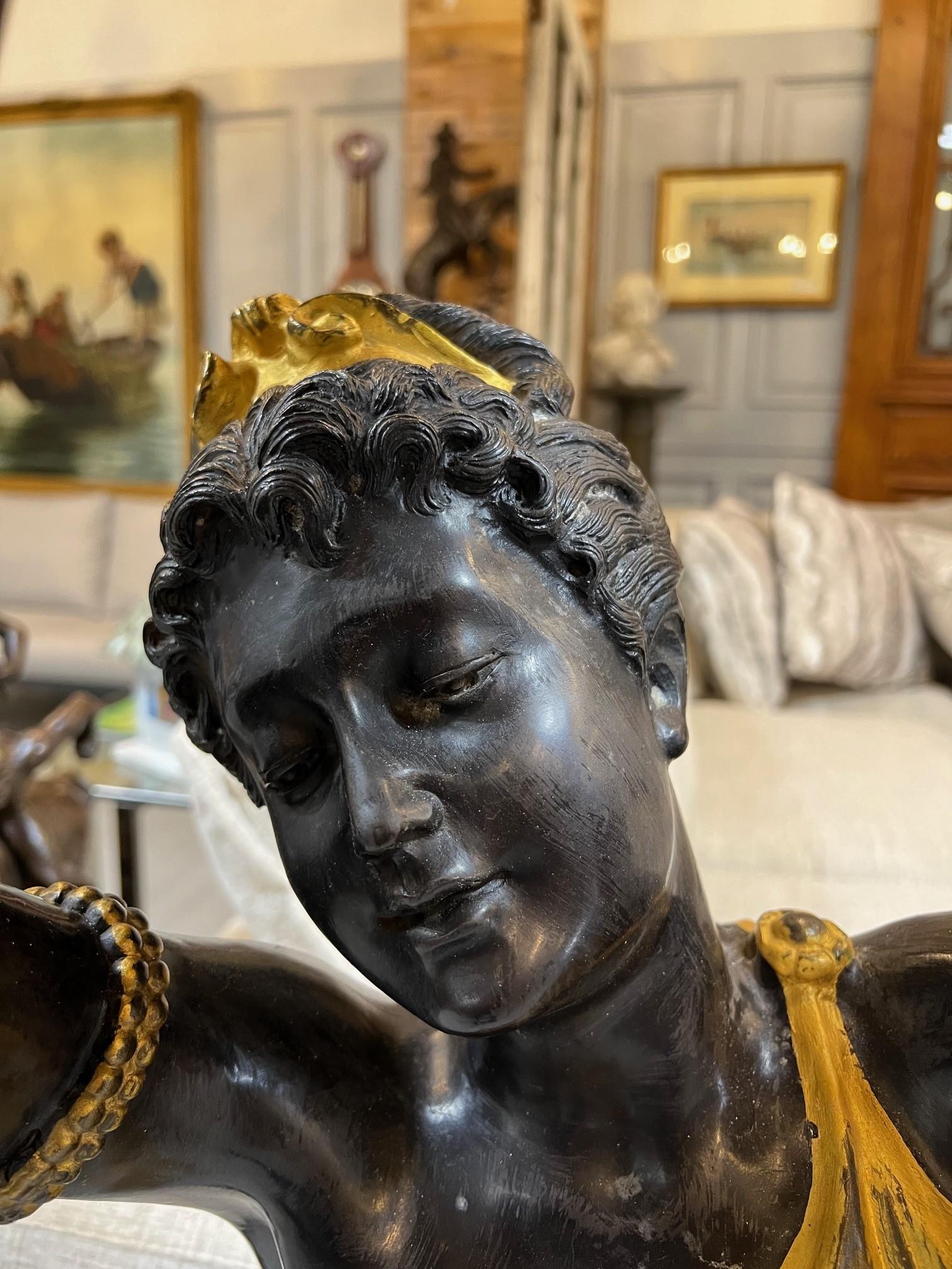 Pair of Gilt Bronze Female Statue Jardinieres  For Sale 7