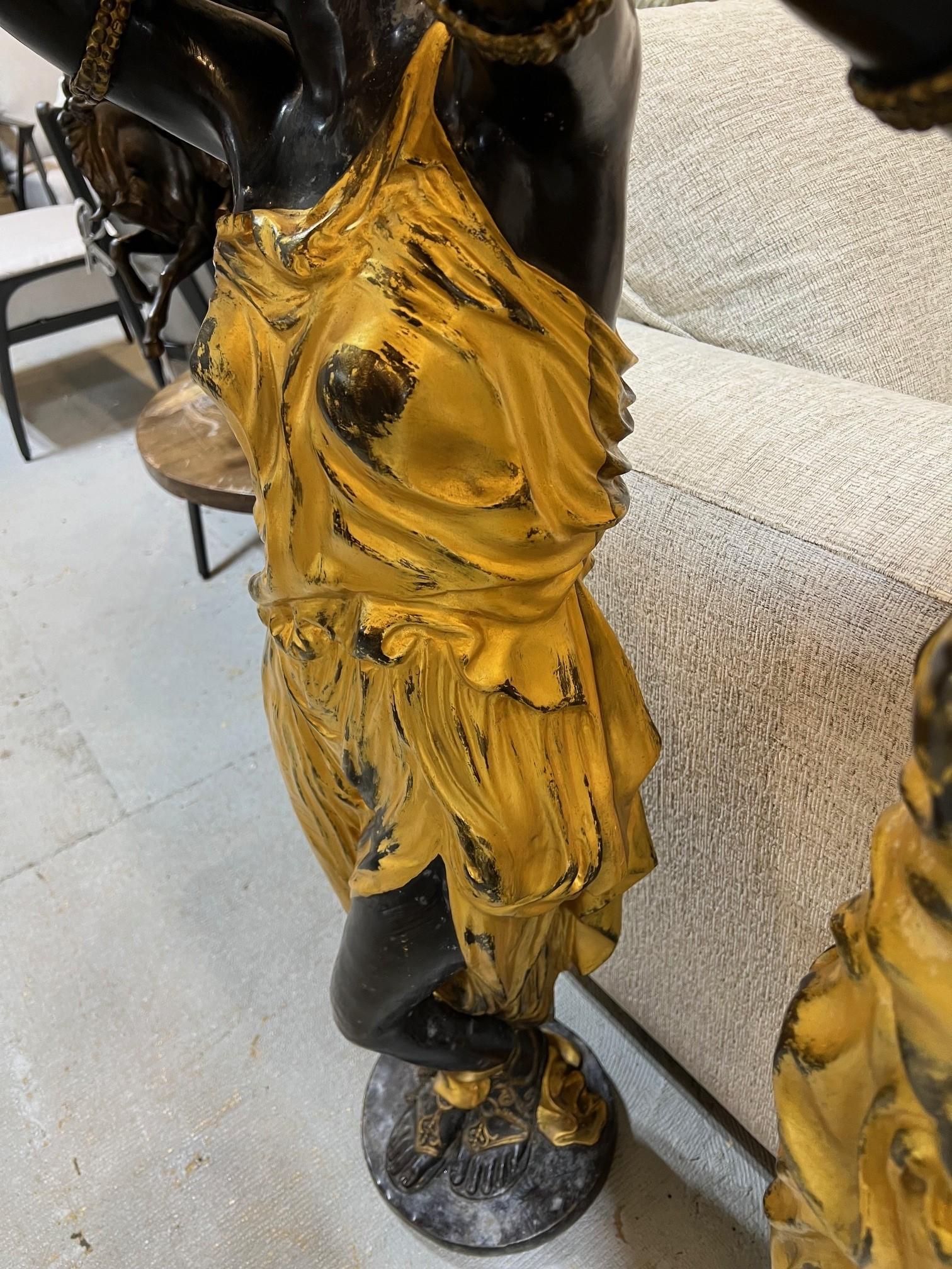 Pair of Gilt Bronze Female Statue Jardinieres  For Sale 9