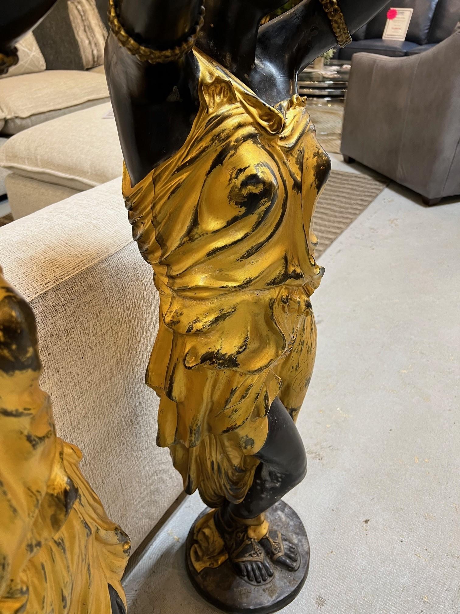 Pair of Gilt Bronze Female Statue Jardinieres  For Sale 11