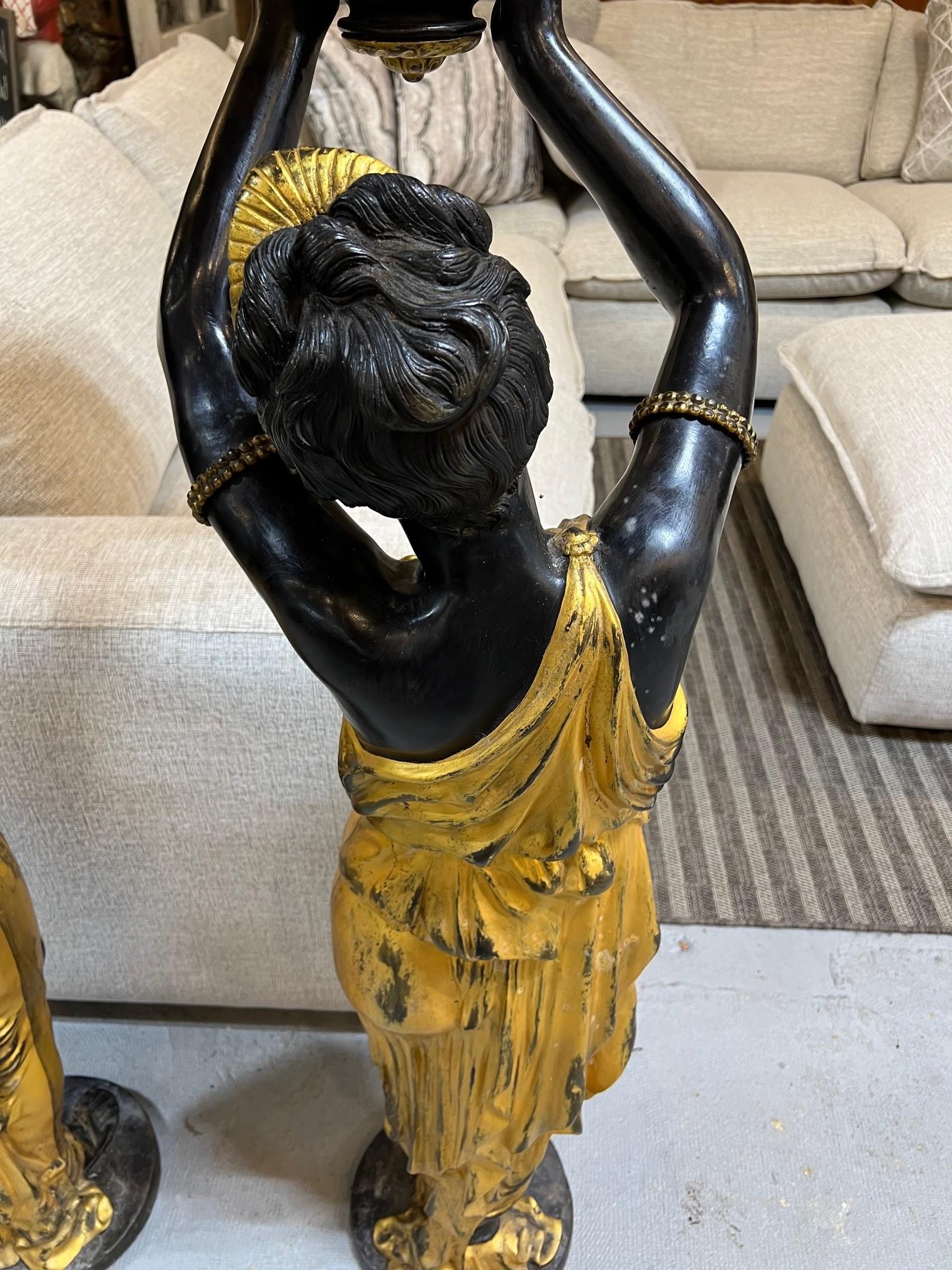 Pair of Gilt Bronze Female Statue Jardinieres  For Sale 13
