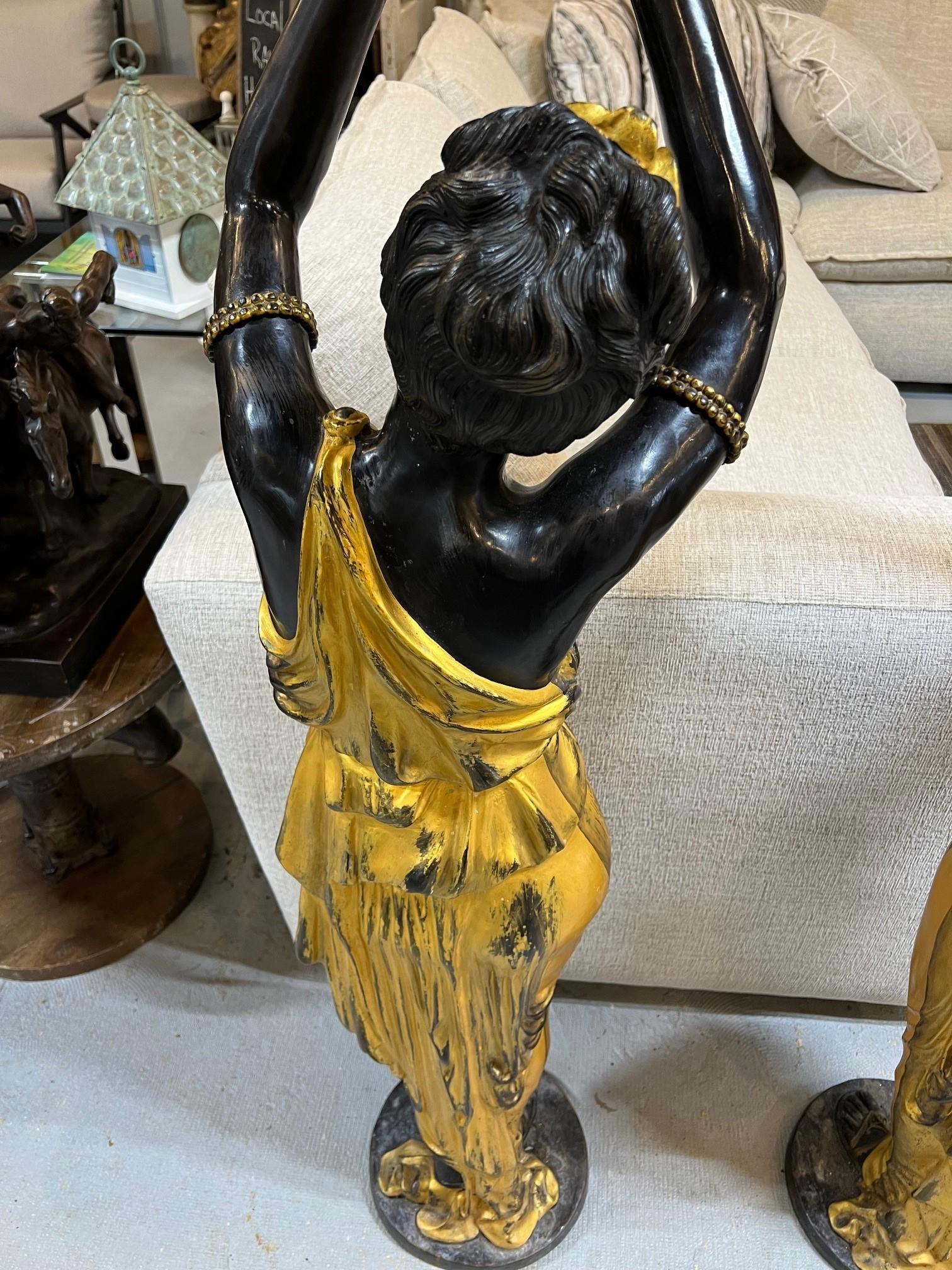 Pair of Gilt Bronze Female Statue Jardinieres  For Sale 14
