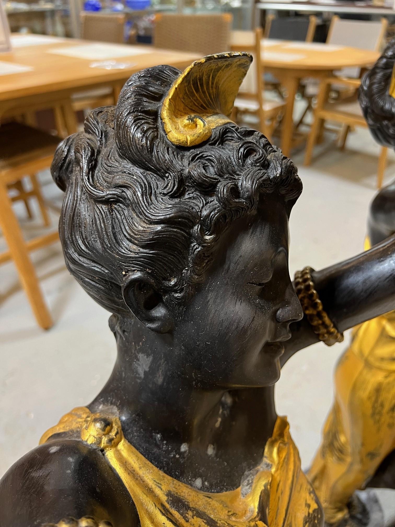 Pair of Gilt Bronze Female Statue Jardinieres  For Sale 15