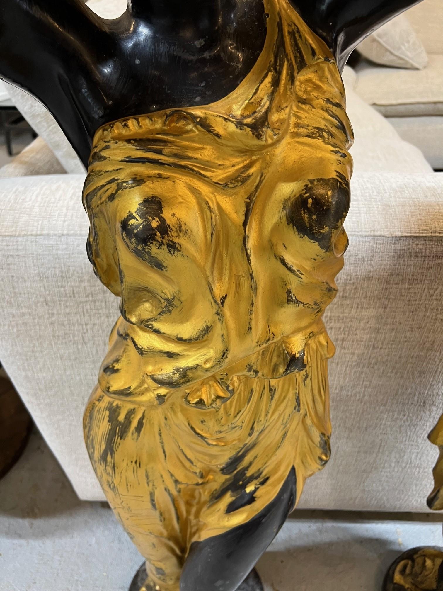 Pair of Gilt Bronze Female Statue Jardinieres  For Sale 4