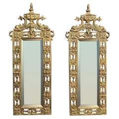Pair Of Gilt Bronze Mirrors With Dolphins And Urn