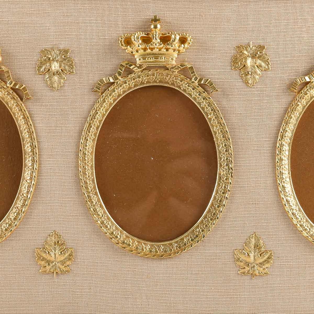 Napoleon III Pair of Gilt Bronze Frames for 3 Portraits, 19th Century.
