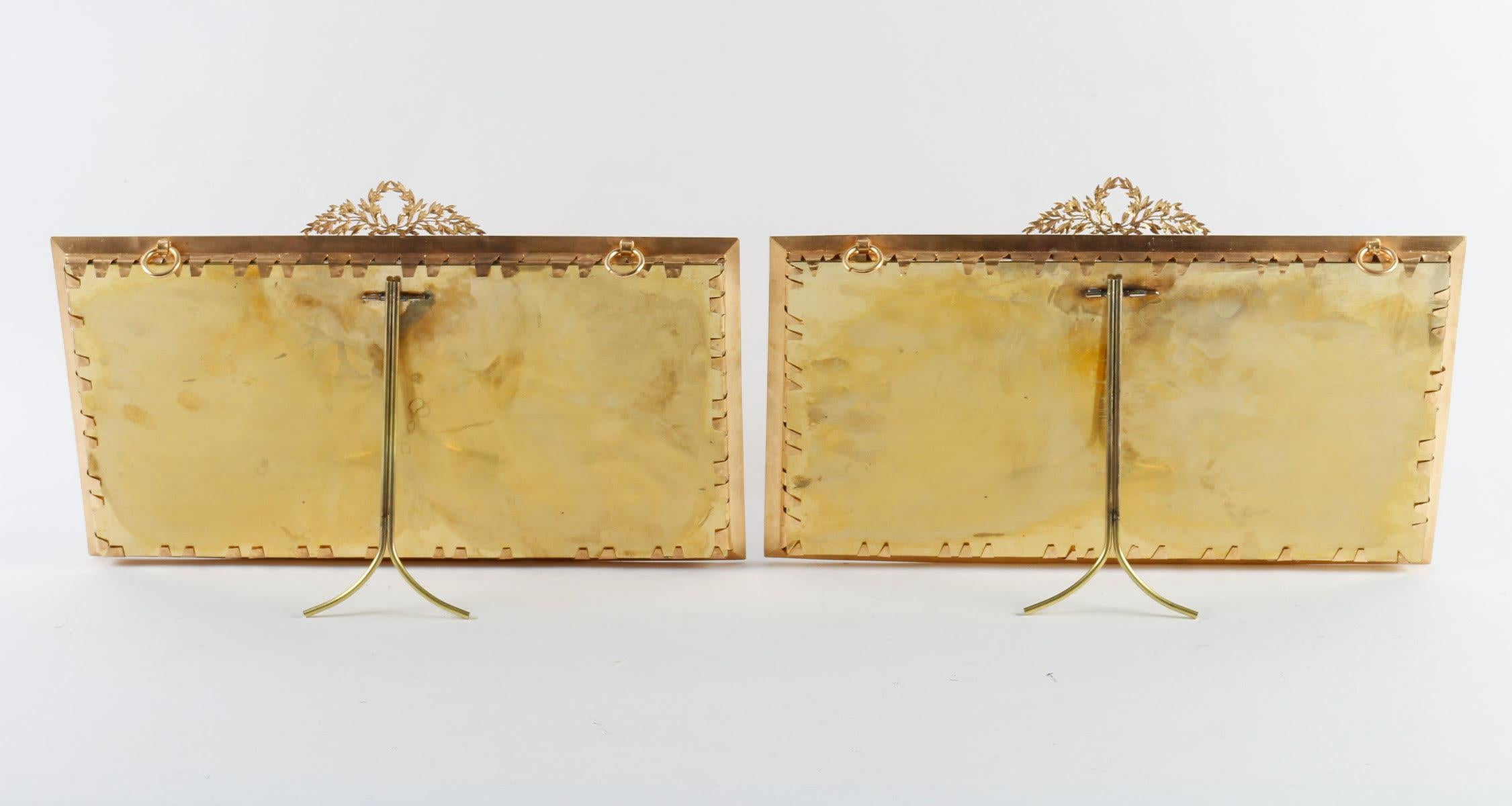 Pair of Gilt Bronze Frames for 3 Portraits, 19th Century. 3
