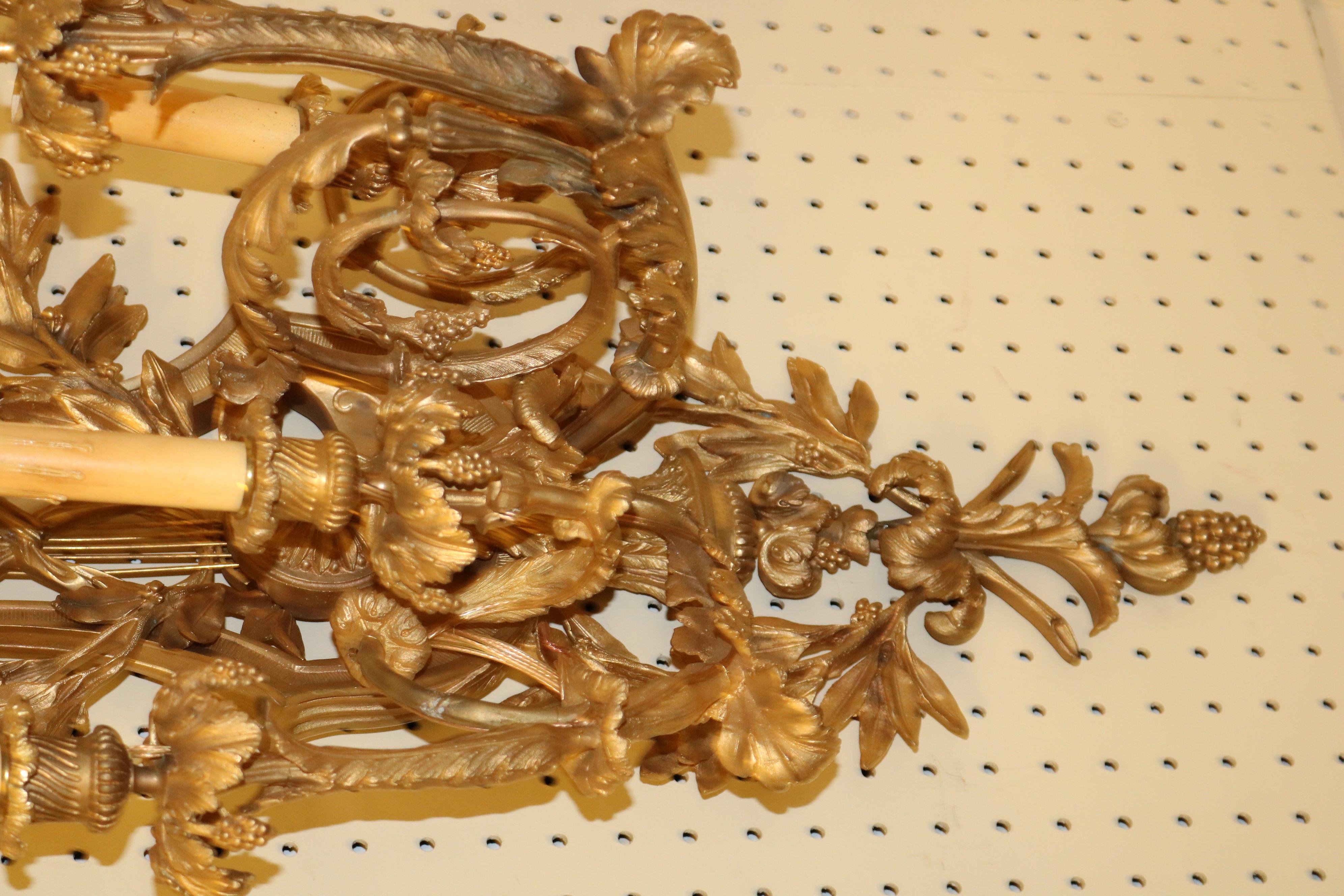 Pair of Gilt Bronze French Belle Epoque Sconces For Sale 5
