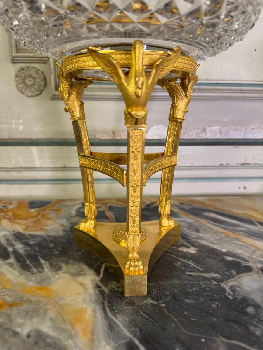 pair of gilt bronze jam pots, cut crystal bowls, Empire period design by Thomire For Sale 5