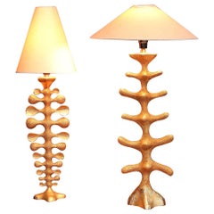 Pair of Gilt Bronze Lamps by Pierre Casenove for Fondica