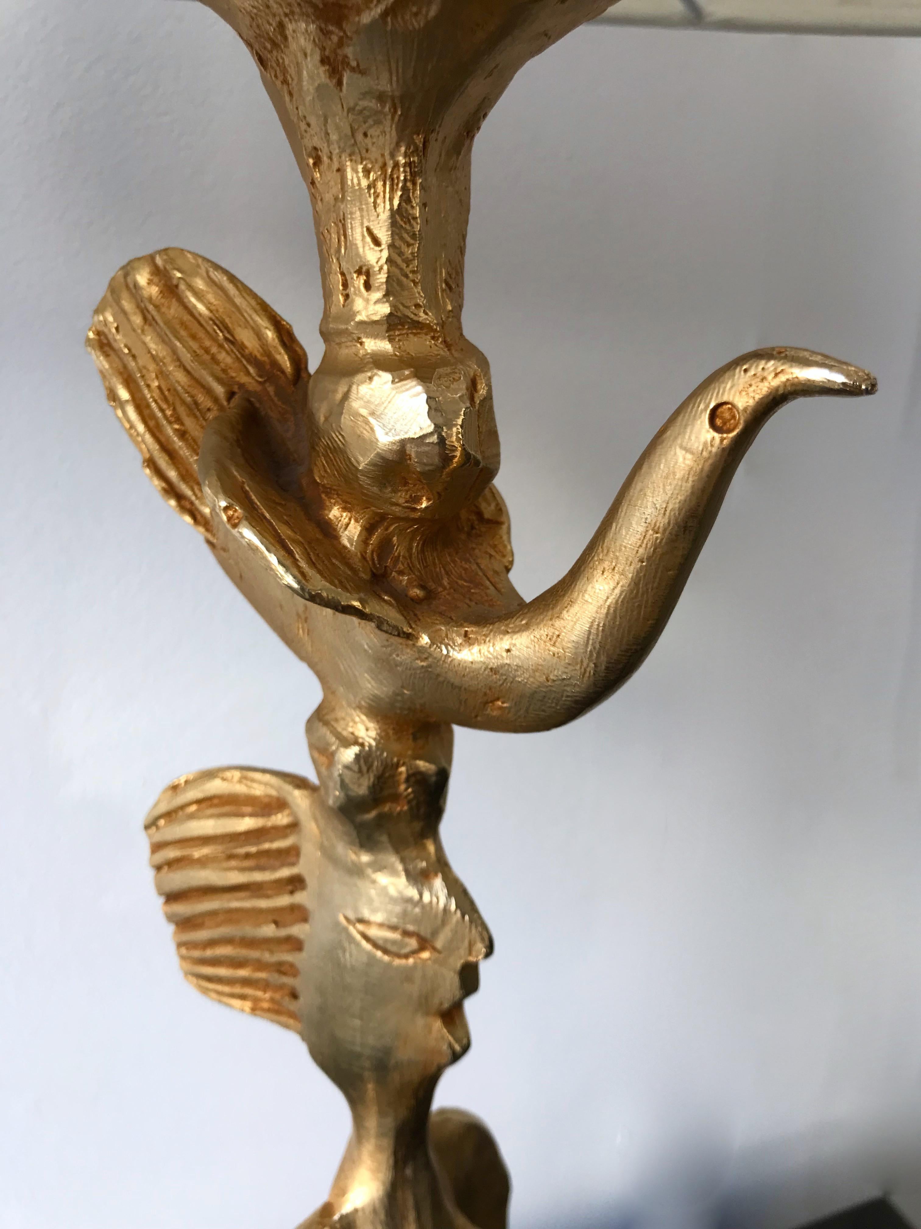 Paire de lampes en bronze doré par Pierre Casenove pour Fondica:: France:: 1980 3