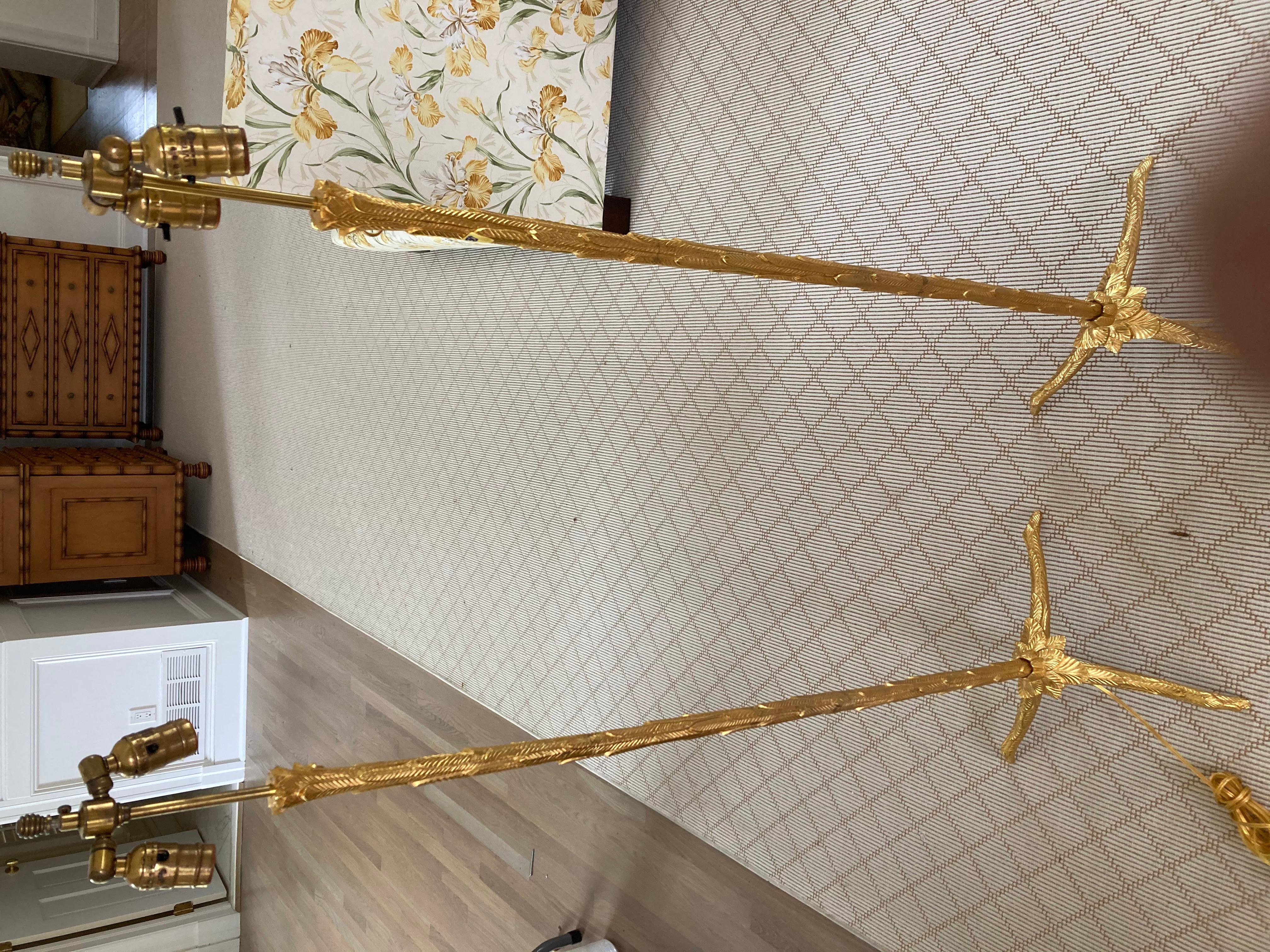 Pair of Gilt Bronze Maison Baguès Floor Lamps In Good Condition In Stamford, CT