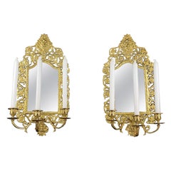 Pair Of Gilt Bronze Mirror Sconces