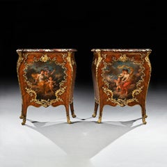 Pair of Gilt Bronze Mounted 19th Century French Kingwood and Vernis Martin Petit