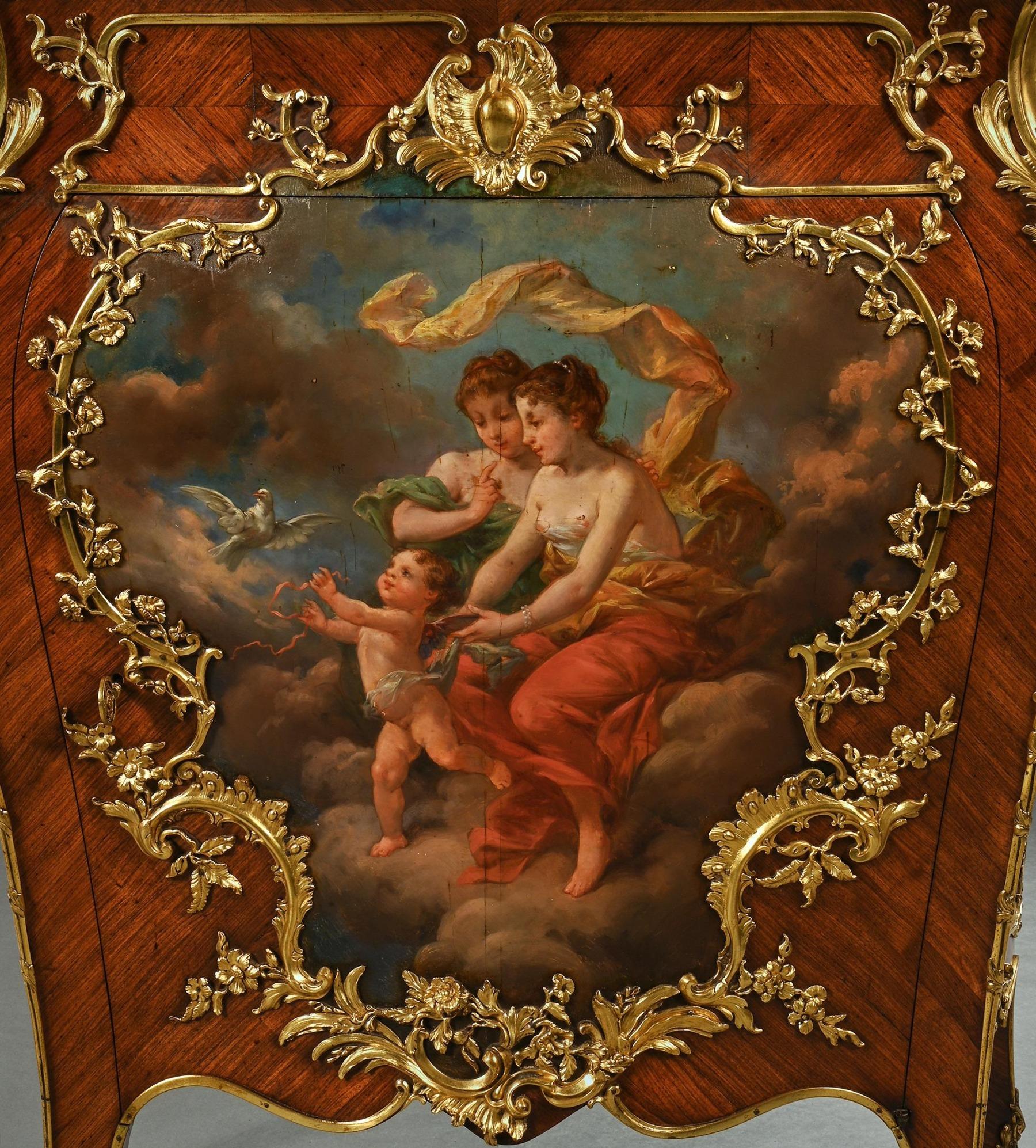 Coppia di petit francesi del XIX secolo in legno Kingwood e Vernis Martin montati su bronzo dorato in vendita 1