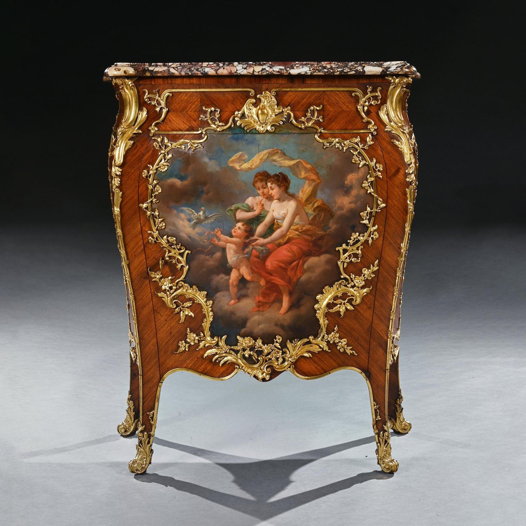 Coppia di petit francesi del XIX secolo in legno Kingwood e Vernis Martin montati su bronzo dorato in vendita 3