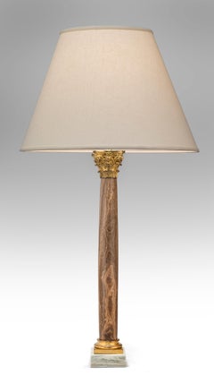 Pair Gilt Bronze Mounted Alabastro Egiziano Column Lamps, after Luigi Valadier