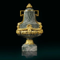 Pair of Gilt-Bronze Mounted Green Cipollino Marble Vases, circa 1890