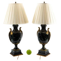 Pair of Gilt Bronze Mounted Marble Lamps