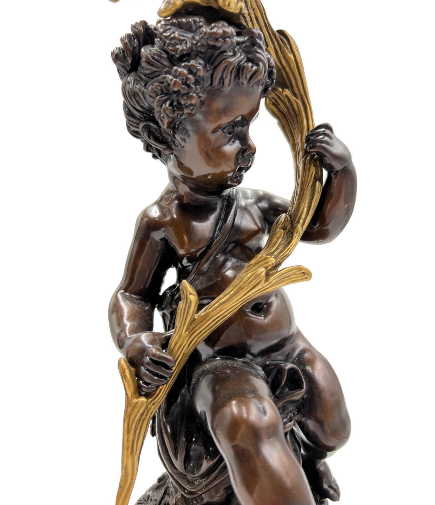 Pair of Gilt Bronze Mounted Putto 5-Arm Candelabra by United Wilson For Sale 5